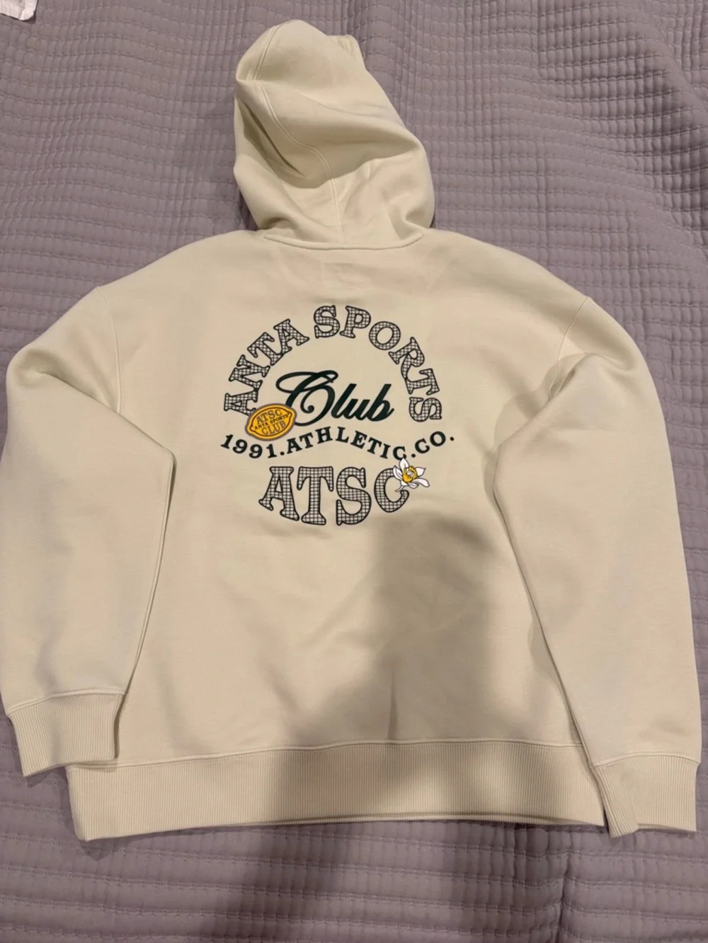 ATSC ANTA Sprts Cream Hooded Sweatshirt with Subtle Chest Logo. Size M - Picture 4 of 7